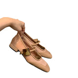 Temperament Square Head Mary Jane Single Shoes Women's Shoes 2025 New Summer Retro With Skirt Pink Spring And Autumn Evening