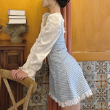 Dresses Robes For Women Casual 2021 Kawaii Fairy Clothes Long Sleeve Strap Mini Maid Dress Lolita Harajuku