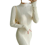 Temperament Half-High Collar Long Ankles Knitted Sweater Skirt Women's Autumn New Sweater
