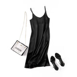 2021 Women Satin Dress Party Luxury Shiny Sundress Sexy Imitation Silk Fashion Ladies