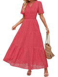 Women's V-Neck A-Shaped Hollow Lace Cake