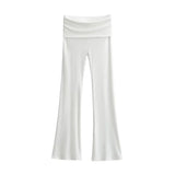 Zingj Trendy Women's Wear In Spring, The New Double-Layer Waist-Turning Sports Leisure Pants, Spicy Girls' Stretch Slimming Micro-Horn