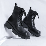 Zingj Boots Men's British Wind 2023 New Platform Thin Martin Boots Black Spring And Autumn Single Boots Side Zipper