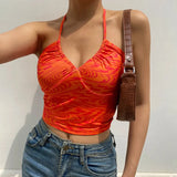 Sexy Strappy Brown Halter Crop Top Women Summer Backless Cami Tops Tees Ladies Fashion Fitness Camisole