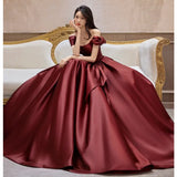 Bride Toast Dress 2025 New Shoulder High-End Small Temperament Wine Red Vertiny Engagement Dress