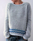Round Neck Multicolor Loose Pullover