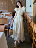 Hollow Out Midi Dresses for Women 2023 Summer New Elegant Party Prom One Piece Fashion Beach Holiday Vestidos Female