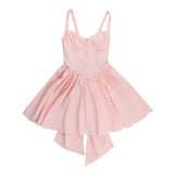 Back Long Bow Strap Mini Dress-Outfit