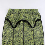 Green Lace Printed Trumpet Long Skirt- Outfit