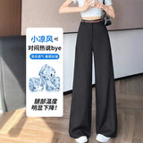 Silk Linen Suit Pants Women Summer Thin Narrow Version Of Ice Silk Cotton Broad Leg Mop