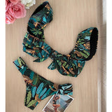 New Sexy Bikinis Women High Waist Swimsuit Push Up Swimwear Flower Print Ruffle Bikini Set Beach Wear Bathing