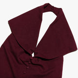 Burgundy Large Collar Halter Midi Dress- Outfit