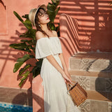 Zingj Skirt One Word Shoulder Two Wear Neckline Sexy Show Thin Show Back Long Beach Holiday Dress Super