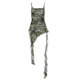 2024 Summer New Women's Sexy Bodywear Street Fashion Slings Bare Back Print