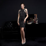 Chain Sequin Slim Dress Summer Women Fashion Hollow Out Off Shoulder Skinny Club Dresses Ladies Sleeveless Party