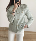 Winter Tweed Coat 2020 Fashion Women's Long SleeveJacket Vintage Cardigan