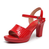 Skin Thick Heel Waterproof Table One-Word Sandals Size Code 32-43 Fashion Show-High-Heeled Sandals Shoes
