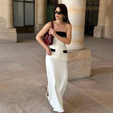 Contrast Mock Pocket Tube Top Maxi Skirt Set-Outfit