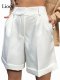 Suit Shorts Women 2022 Straight Leg Mid Waist With Zipper Button Pockets Ladies Summer Clothes Casual Loose Short
