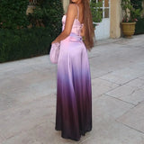 Purple Gradient Spaghetti Strap Maxi Dress- Outfit