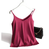 Strap Top Women Halter V Neck Basic White Cami Sleeveless Satin Silk Tank Tops Women'S Summer 2021 Camisole Plus