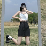 Fashion Jeans Woman Harajuku Skirts Bodycon High Waist Skirt Denim Black Mini Skirt Y2K Jeans Skirt Women Clothes