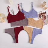 Seamless Bra Set Women Underwear Sexy Crop Top Suit Bralette Female Lingerie Basic Stretchy Ribbed Tank Tops