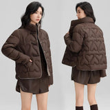 New Chinese Style 2024 Winter Retro Plate Buckle Down Cotton Jacket Women Short Fashion Standing Collar Light Cotton-Padded Clothes Women Cotton-Padded Jacket Jacket-Outfit