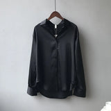 2021 Womens Clothing Silk Shirt Vintage Blouse Women Sheer Top Women Long Sleeve Dress Shirt Plus Size Woman