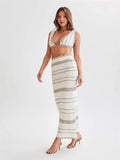 Two Sets Of Women's Knitted Slings Wrapped Breasts Skirt Dress Fashion