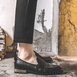 Zingj British Small Leather Shoes Men's Korean Version Dou Dou Pedal Set Leather Shoes Pointed Casual Shoes Taobao