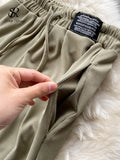 Women Irregular Split Summer Set Pocket Slim Elastic Waist Solid Temperament Ladies Wide Leg Long Pants Two Piece
