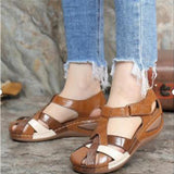 Women's Shoes 2023 Summer New Retro Round Head Slope With Ladies' Roman Shoes Cross Buckle Women's
