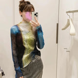 Folds Folds Fluorosclums Folded High-Necked Long Sleeves At The Bottom Of The Autumn New Fashion Wilight