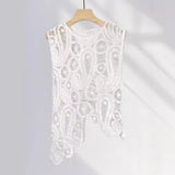 Zingj Lace Blck Heavy Embroidery Irregular Design Sense European Knit Hollow Sleeveless Jacket In The