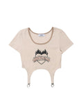 Letter Printed T-shirt Aesthetic Short Sleevle Chic Crop Top 2022 Summer Female 90s Fashion Casual Streetwear Y2K