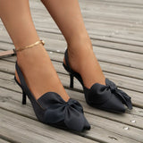 Zingj Heel Sandals Women 2024 Summer Pointed Fashion Bow Baotou Back Empty Thin Heel Fashion Women's