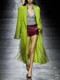 Zingj New Fashion Trend Tassel Splicing Suit Design Sense Loose Show Thin Long Suit Coat Female Spring And