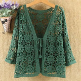 Hollow Lace Sunscreen Cardigan Sweater Women Wide Loose Air Conditioning Knitted Sweater Thin Section Female Spring