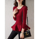 Autumn Outfit New Foreign Style Slim Waist Flounce Skirt Place Top Female Sweater Bottom
