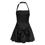 2025 Summer New Women's Clothing Sexy Pure Hot Girl Bow Hanging Neck Bare Back Dress Dress