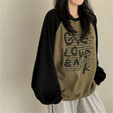 Vintage Raglan Long Sleeve Patchwork SweatshirtOutfit