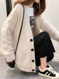 Women Spring Autumn Fashion New Knitted Loose Korean Style Fairy Sweater All-match Warm Single Breasted Casual