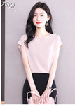Blouse for Women Short sleeve Womens Tops Loose Casual Blouse Cotton Summer Women's Clothing Solid OL Elegant Women