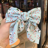 Dot Floral Print Hair Clips Girls Daisy Bow Hairpin Pastoral Retro Style Barrettes Big Bowknot Hairpin Hair