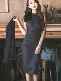 Stripe Sleeveless Bottom Dress 2025 New Fashion Temperament Vertical Stripe