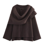 Autumn Women's Asymmetric Scarf Short Knitted Coat W063