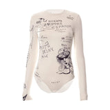 2024 Women's Summer New Round-Neck Long-Sleeved Fashion Print Repair