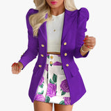 Crocheted Flower Printed Elegant Graceful Commute Slim-fit Suit