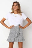 Dot Print Short Mini Skirts Women Summer Ruffle High Waist Bow Tie Skirt Ladies Streetwear Slim Bottoms Saias